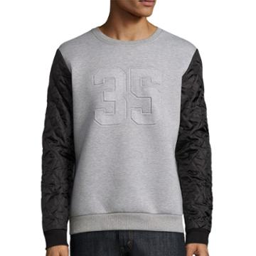 Urban Nation Long-sleeve Scuba Shirt With Quilted Sleeves