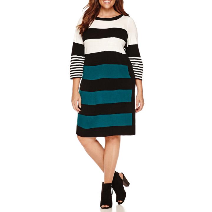 Studio 1 3/4 Sleeve Sweater Dress-plus