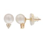 1/10 Ct. T.w. Round White Pearl 14k Gold Stud Ring