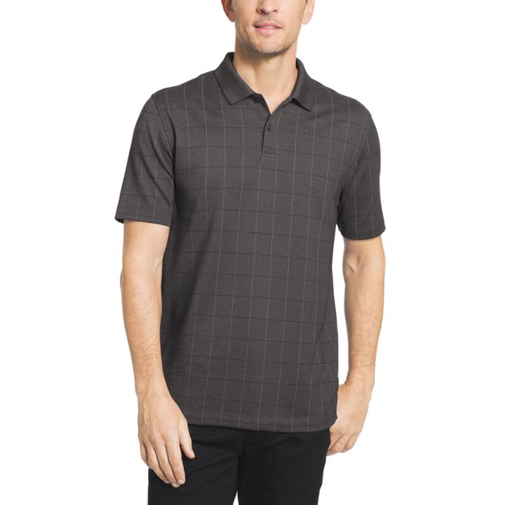 Van Heusen Short Sleeve Flex Printed Windowpane Polo Big And Tall