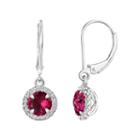 Red Lab-created Ruby Drop Earrings In Sterling Silver