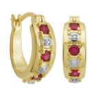 Classic Treasures&trade; Lab-created Ruby And Diamond-accent Hoop Earrings