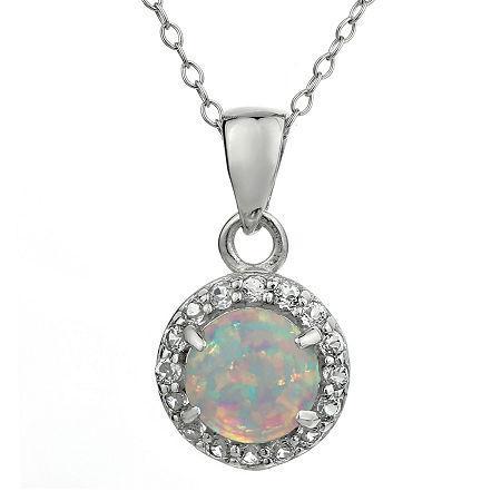 Faceted Lab-created Opal & White Topaz Sterling Silver Pendant Necklace