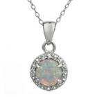 Faceted Lab-created Opal & White Topaz Sterling Silver Pendant Necklace