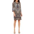 Studio 1 3/4 Sleeve Jacquard Sheath Dress-petites