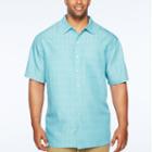 Van Heusen Poly Rayon Button Down Short Sleeve Checked Button-front Shirt-big And Tall