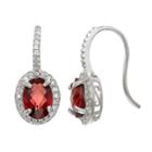 Genuine Red Garnet Oval Drop Earrings