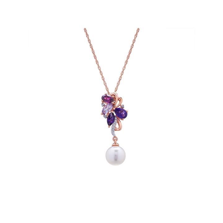 Womens Diamond Accent Purple Amethyst 14k Gold Over Silver Pendant Necklace