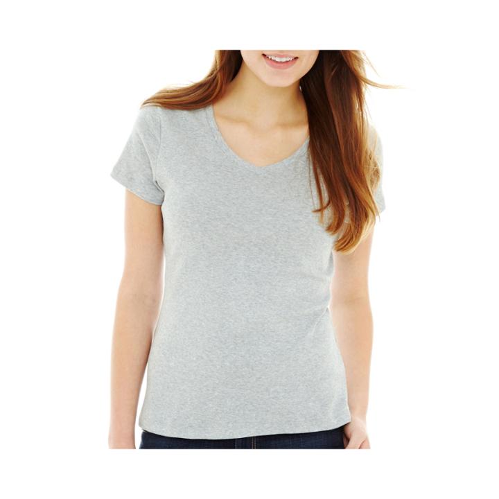 St. John's Bay Short-sleeve V-neck T-shirt- Petite