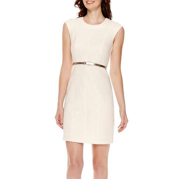 Worthington Cap-sleeve Belted Sheath Dress