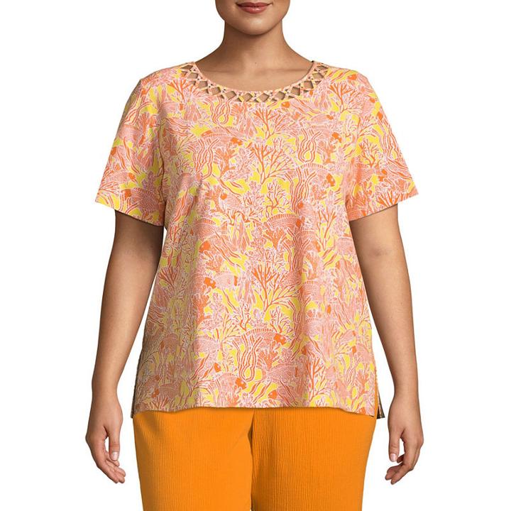 Alfred Dunner Still My Sunshine Coral Reef T-shirt- Plus