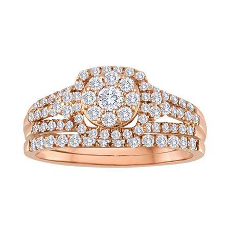 5/8 Ct. T.w. Diamond 10k Rose Gold Bridal Ring Set