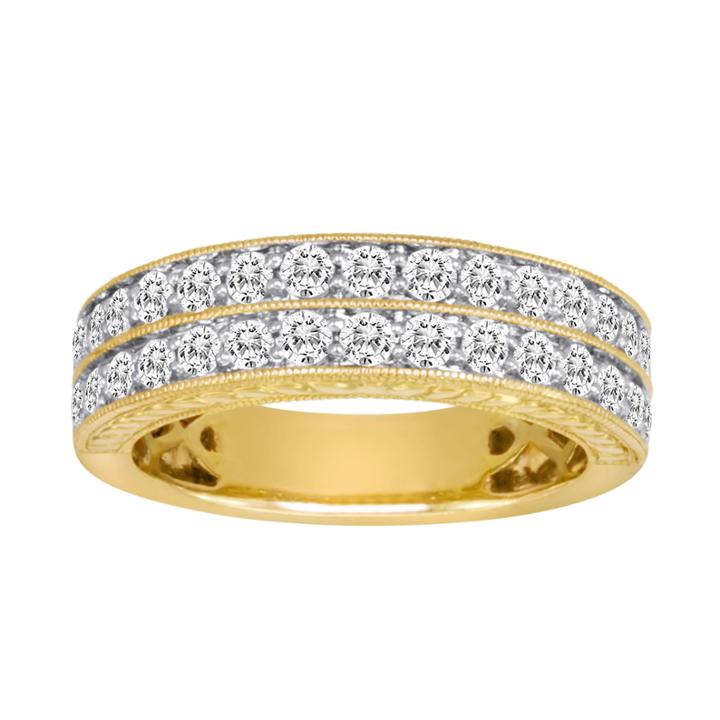 1 Ct. T.w. Certified Diamond 14k Yellow Gold Vintage-style Wedding Band