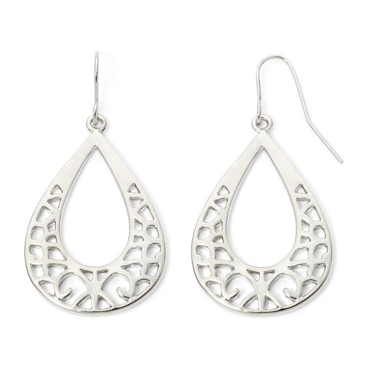Decree Silver-tone Cutout Teardrop Earrings