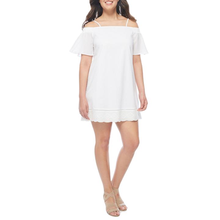 A.n.a Off The Shoulder Embroidered Shift Dress