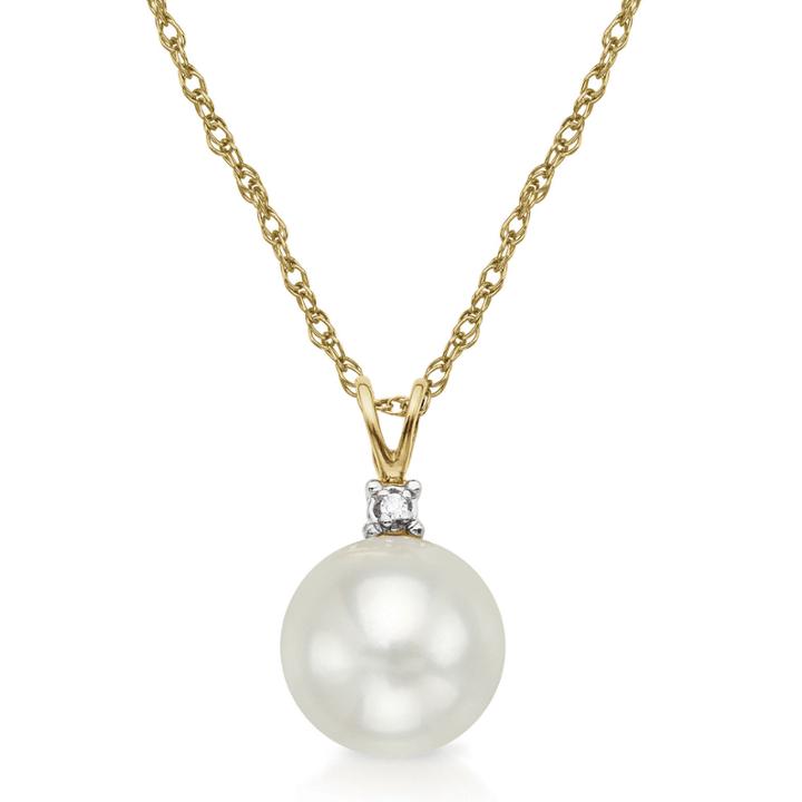 Certified Sofia&trade; Cultured 7mm Freshwater Pearl & Diamond-accent Pendant Necklace