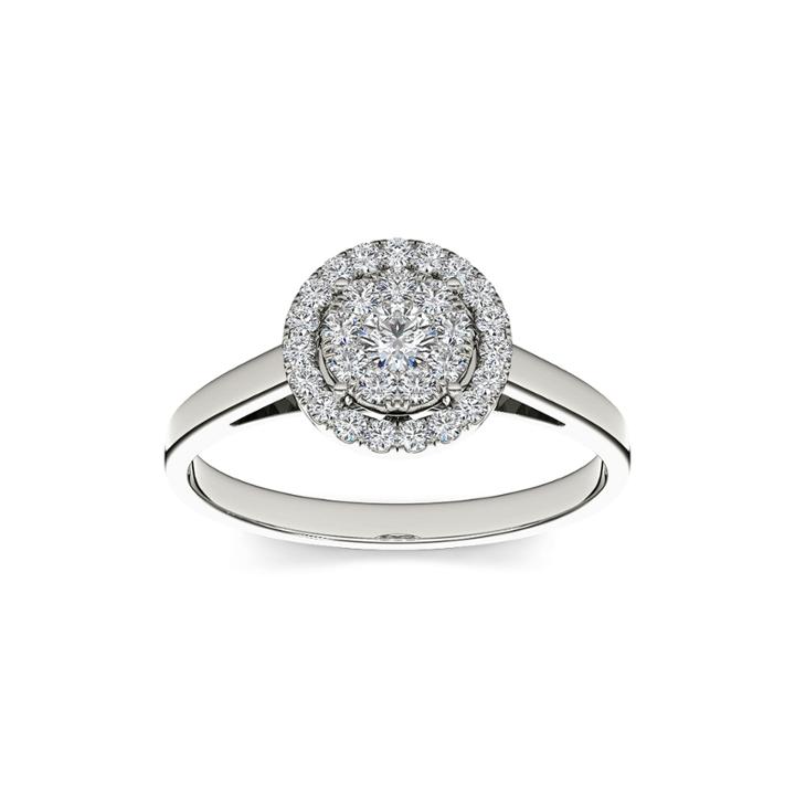 1/3 Ct. T.w. Diamond 10k White Gold Round Cluster Engagement Ring