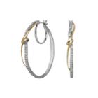 1/2 Ct. T.w. Diamond 14k Yellow Gold And Sterling Silver Hoop Earrings