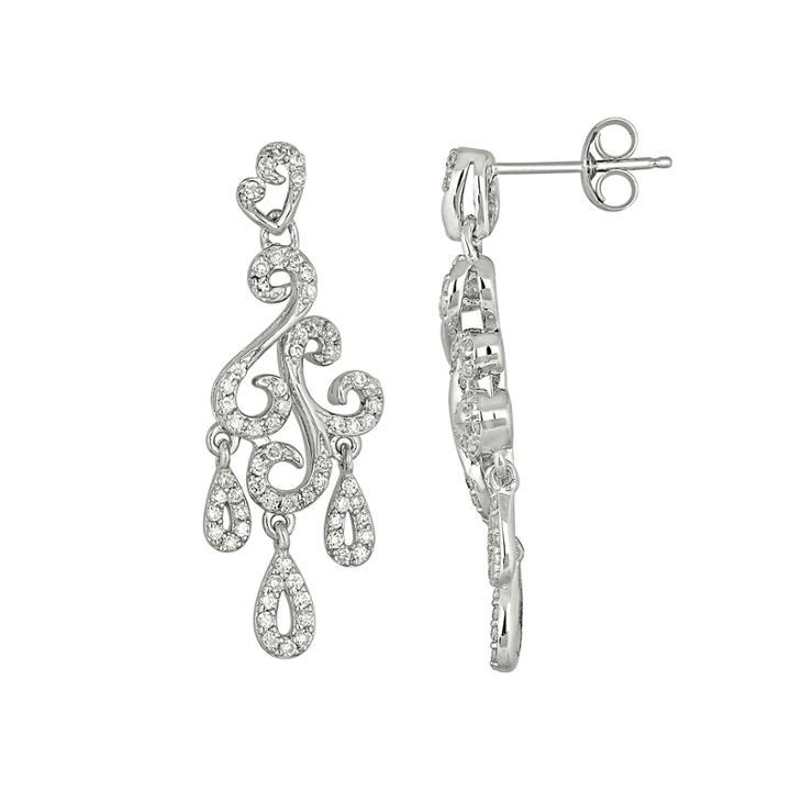 3/4 Ct. T.w. Diamond Sterling Silver Drop Earring