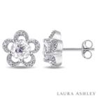 Laura Ashley Diamond Accent Round White Topaz 10k Gold Stud Earrings