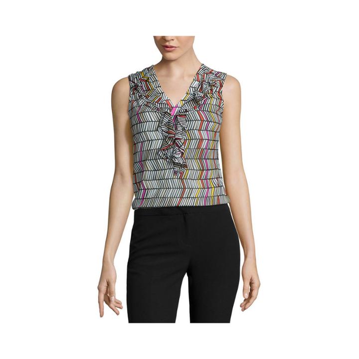 Worthington Sleeveless Ruffle V-neck Top
