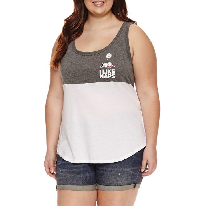 Cotton Blend Peanuts Tank Top-juniors Plus