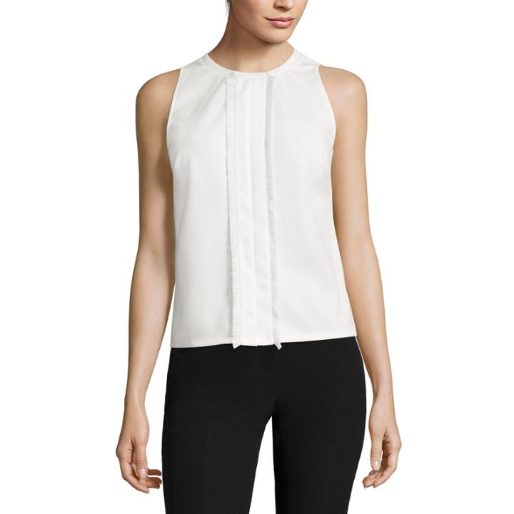 Worthington Sleeveless Fringe-detail Shell