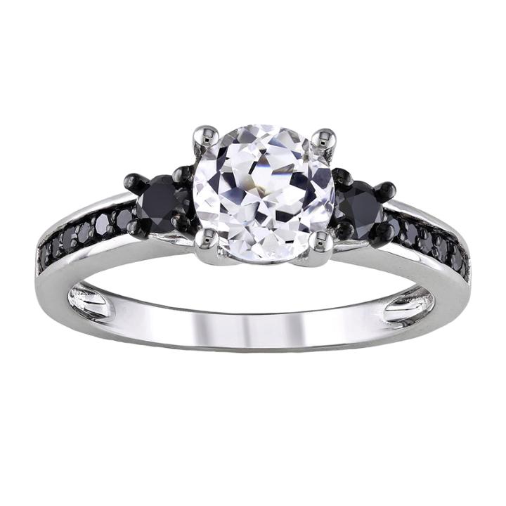 ? Ct. T.w. Heat-treated Black Diamond & Lab-created Sapphire Engagement Ring