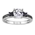 ? Ct. T.w. Heat-treated Black Diamond & Lab-created Sapphire Engagement Ring