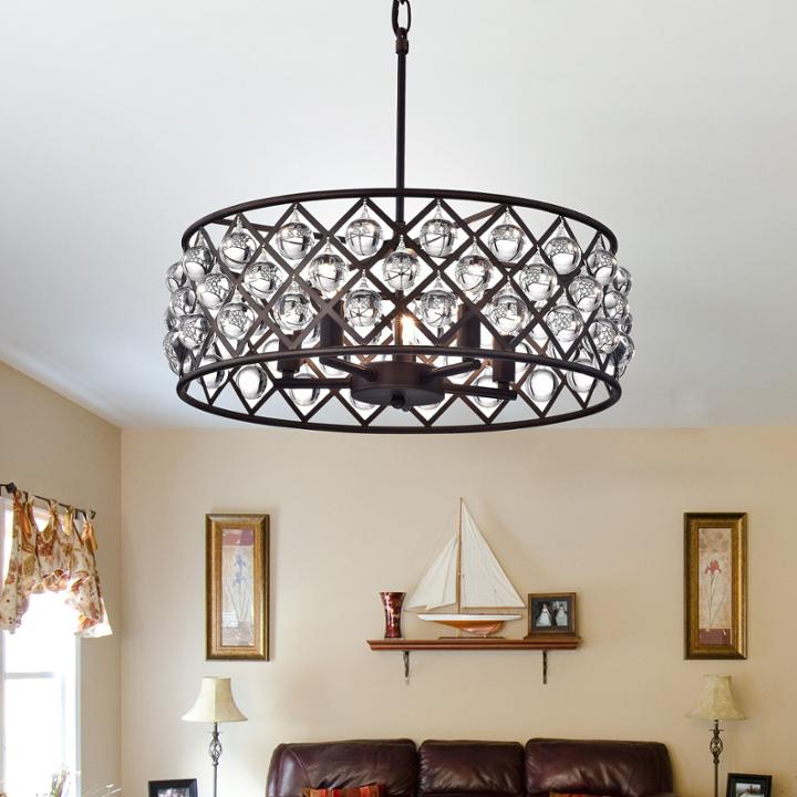 Happy Antique-bronze 18.5-inch Round Crystal Chandelier