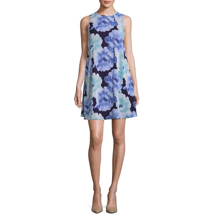 Jessica Howard Sleeveless Floral A-line Dress-petite