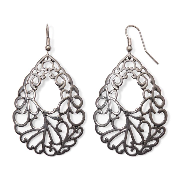 Bold Elements&trade; Silver-tone Filigree Drop Earrings