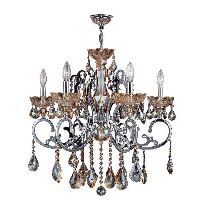 Kronos Collection 6 Light Chrome Finish And Crystal Chandelier