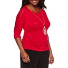 By & By 3/4 Sleeve Round Neck Knit Blouse-juniors Plus