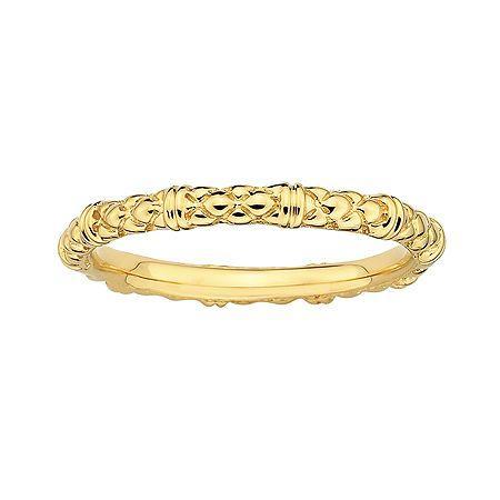 Personally Stackable 18k Yellow Gold Over Sterling Silver Stackable 1.5mm Cable
