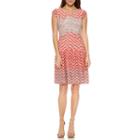 Robbie Bee Short Sleeve Chevron Fit & Flare Dress-petite