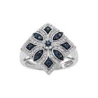 7/8 Ct. T.w. White & Color-enhanced Blue Diamond Sterling Silver Ring