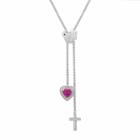 Womens 1/10 Ct. T.w. Lab Created Red Ruby Strand Necklace