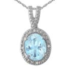 Womens 1/5 Ct. T.w. Blue Aquamarine Sterling Silver Pendant Necklace