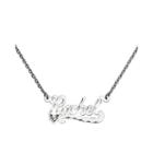 Personalized 15x34mm Diamond-cut Scroll Name Necklace