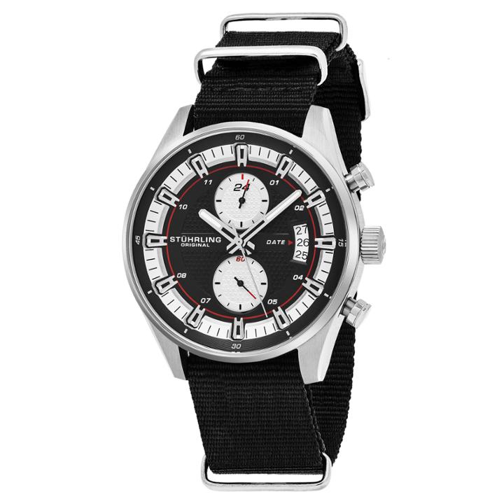 Stuhrling Mens Black Strap Watch-sp16360