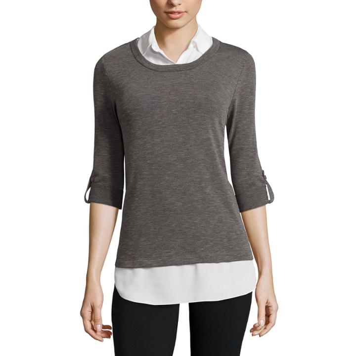 Alyx 3/4-sleeve Hacci Striped Layered Top