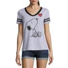 Short Sleeve V Neck Peanuts Graphic T-shirt-juniors