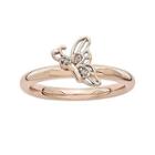 Personally Stackable Da 18k Rose Gold Over Sterling Silver Butterfly Ring