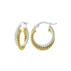 14k Two-tone Gold Over Brass Twisted Double Hoop Earrings