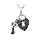 1/2 Ct. T.w. White And Color-enhanced Black Diamond Sterling Silver Key To My Heart Pendant Necklace
