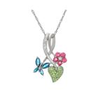 Crystal Whimsical Trio Sterling Silver Pendant Necklace