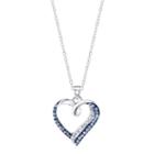 Sparkle Allure Womens Blue Crystal Silver Over Brass Pendant Necklace