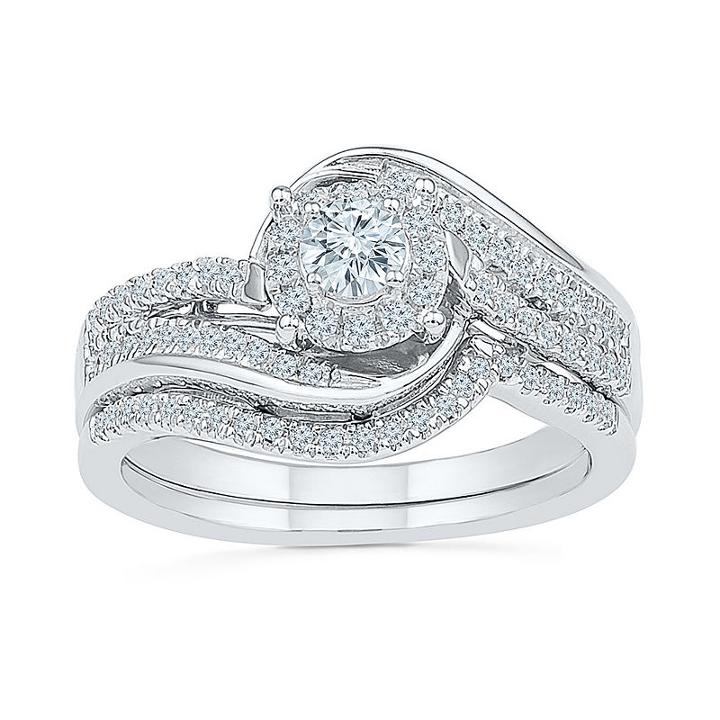 Womens 1/2 Ct. T.w. White Diamond Sterling Silver Bridal Set