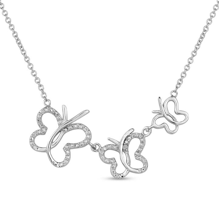 Diamonart Womens Cubic Zirconia Butterfly Sterling Silver Pendant Necklace